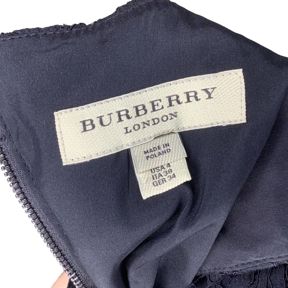 Burberry London Dress Womens 4 Black Lace Floral Fit Flare Sleeveless Pockets S - Picture 3 of 10